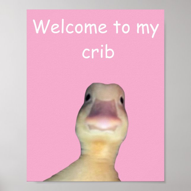 Poster Funny Duck Meme – “Welcome to My Crib” Cute Animal (Devant)