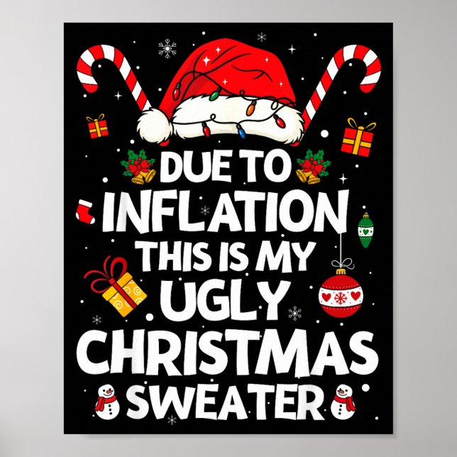 Poster Funny Due To Inflation Ugly Christmas Sweaters For (Devant)