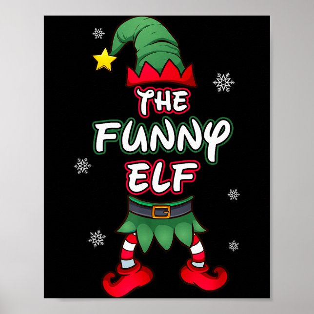 Poster Funny Elf Christmas Pajamas Pjs Matching Family Gr (Devant)