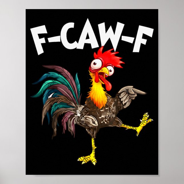 Poster Funny F-awk-f Chicken F-caw-f Rooster Pun Retro  (Devant)