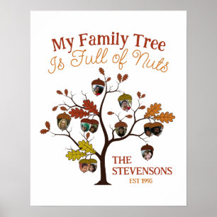 Poster Funny Fall Photo Family Tree est plein de noix