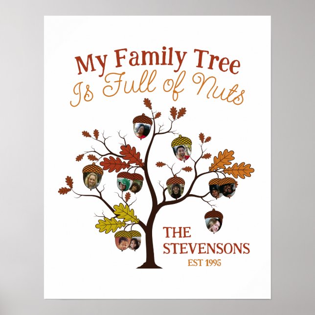 Poster Funny Fall Photo Family Tree est plein de noix (Devant)