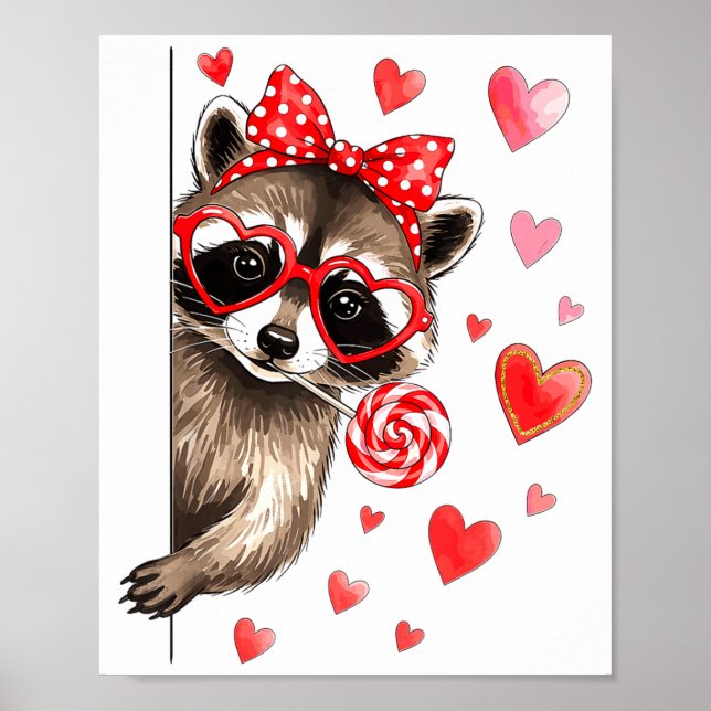 Poster Funny Feral Raccoon Valentine's Day Sarcastic Humo (Devant)