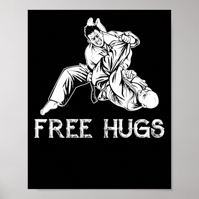 Poster Funny Free Hugs MIXED MARTIAL ART brésilien Jiu-Ji (Devant)