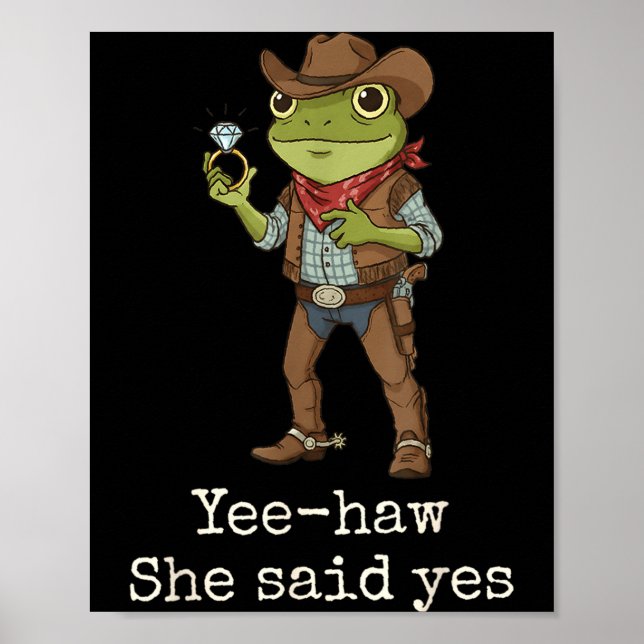 Poster Funny Frog Western Engagement Matching Couples Tee (Devant)