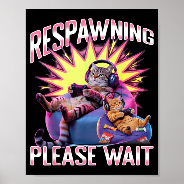 Poster Funny Gaming Gamer Cat  (Devant)