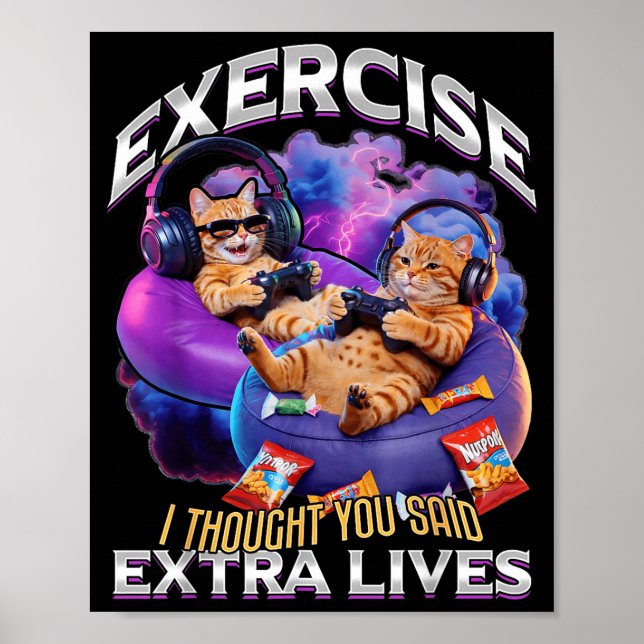 Poster Funny Gaming Gamer Cat  (Devant)