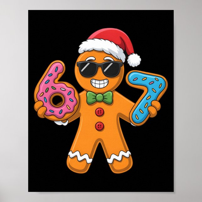 Poster Funny Gingerbread Six Seven 67 Ice Cream Christmas (Devant)