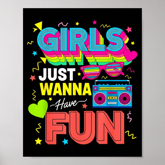 Poster Funny Girls Just W Have Fun Awesome 70's 80's 90's (Devant)