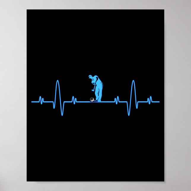 Poster Funny Golf Heartbea - Golfers Men Women Cool  (Devant)