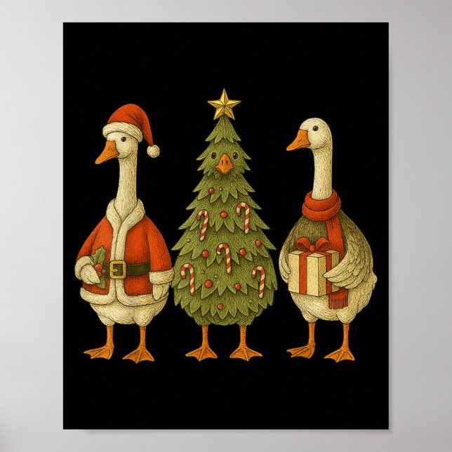 Poster Funny Goose Christmas Lights Goose Cute Xmas Holid (Devant)