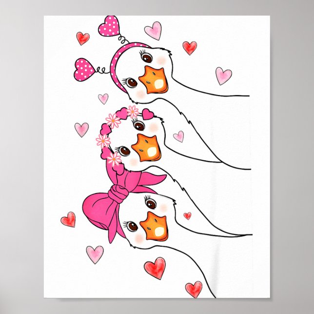 Poster Funny Goose Happy Valentine Goose Cute Heart Lover (Devant)