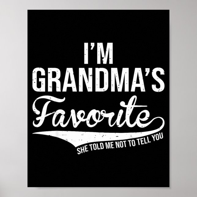 Poster Funny Grandma's Favorite Grandson &amp; Granddaugh (Devant)