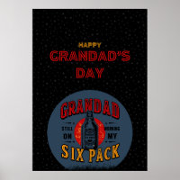 Poster Funny Grandpa Six Pack - Bière Fête des pèr
