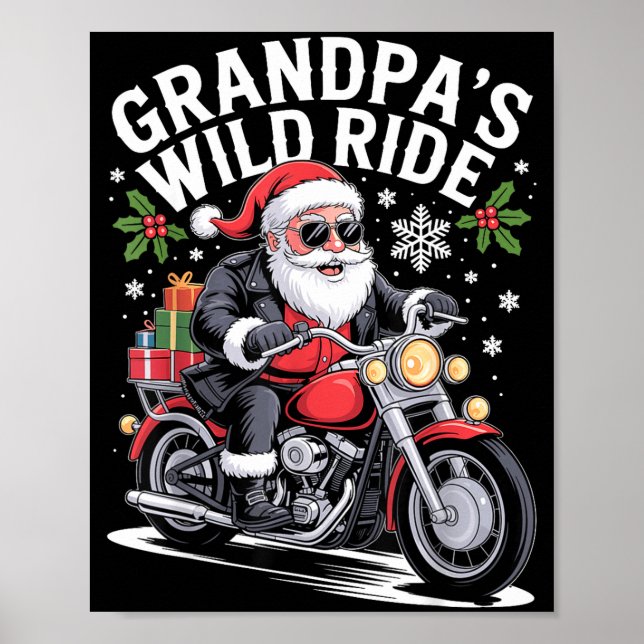Poster Funny Grandpa's Biker Ride Christmas Motorcycle Sa (Devant)