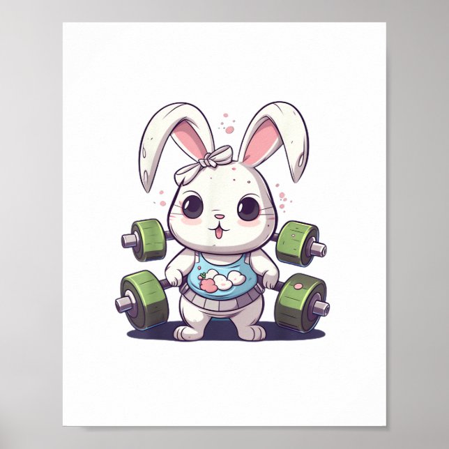Poster Funny Gym Workout Bunny Fitness Studio Rabbit Card (Devant)