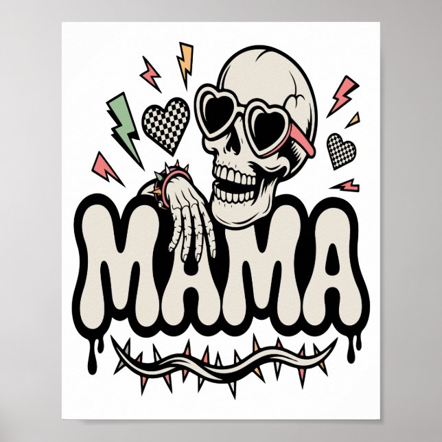 Poster Funny Halloween Mama Cool Skull (Devant)