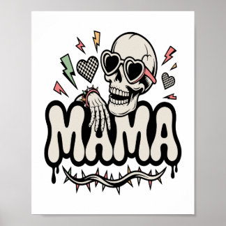Poster Funny Halloween Mama Cool Skull
