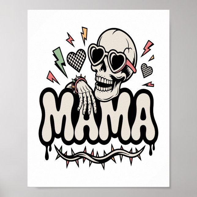 Poster Funny Halloween Mama Cool Skull (Devant)