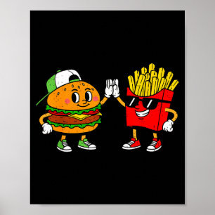 Poster Funny Hamburger Frites Combo Snacks Restauration R