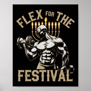 Poster Funny Hanoukka Jewish Gym Workout Flex Festival