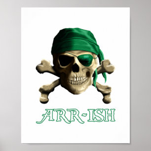 Poster Funny Irlandais Jolly roger Pirate Crâne ARR ISH