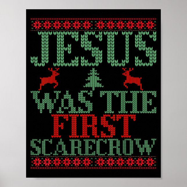 Poster Funny Jesus Was The First Ecrow Ugly Sweater Style (Devant)