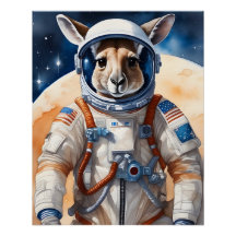Funny Kangaroo en costume d'astronaute dans l'espa