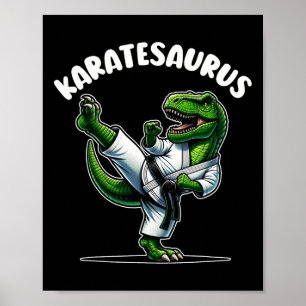 Poster Funny Karatesaurus Dinosaur T Rex À Karate Gi Bla