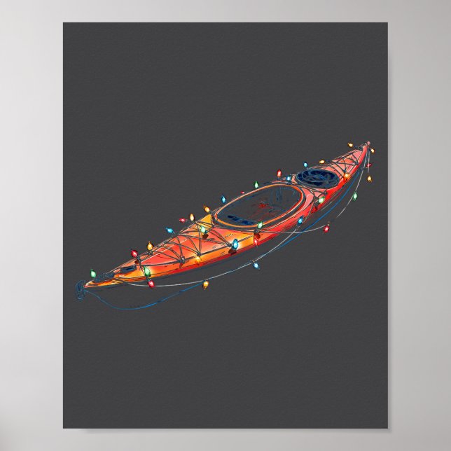 Poster Funny Kayak Christmas Graphics Lights Lover Kayaki (Devant)