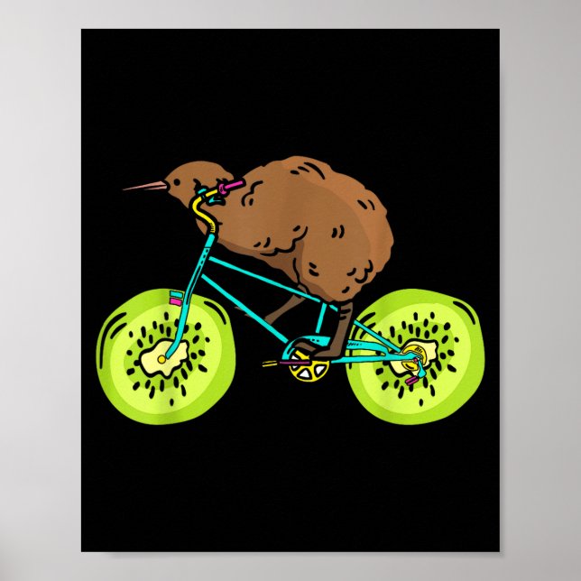 Poster Funny Kiwi Biker Cycling Gift New Zealand  (Devant)