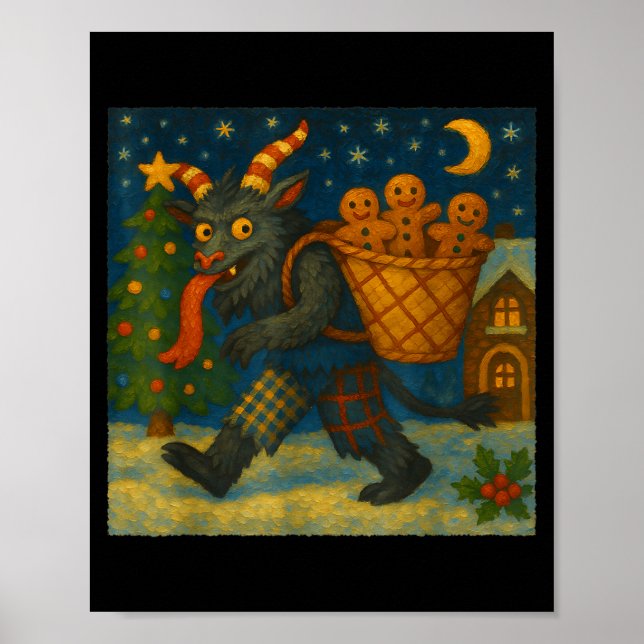 Poster Funny Krampus Gingerbread Night Festive Creepy Hol (Devant)