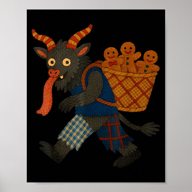 Poster Funny Krampus Gingerbread Yarn Art Creepy Holiday  (Devant)