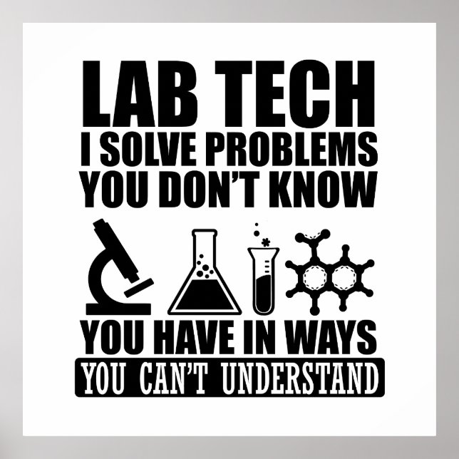 Poster Funny lab tech cite laboratoire technicien humour (Devant)