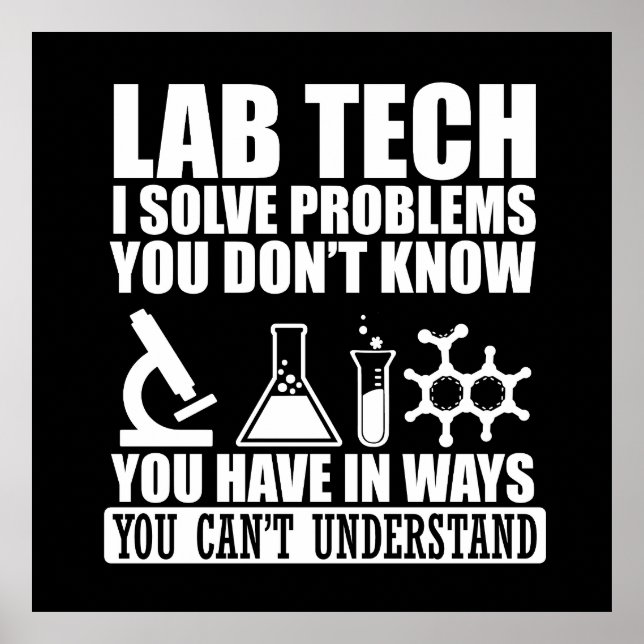 Poster Funny lab tech cite laboratoire technicien humour (Devant)