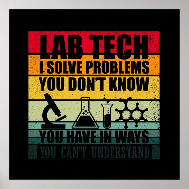 Poster Funny lab tech cite laboratoire technicien humour (Devant)
