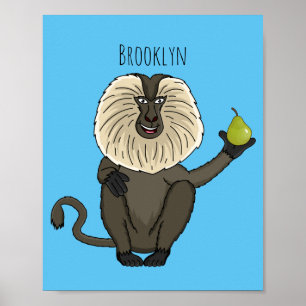 Poster Funny lion tailed macaque monkey cartoon