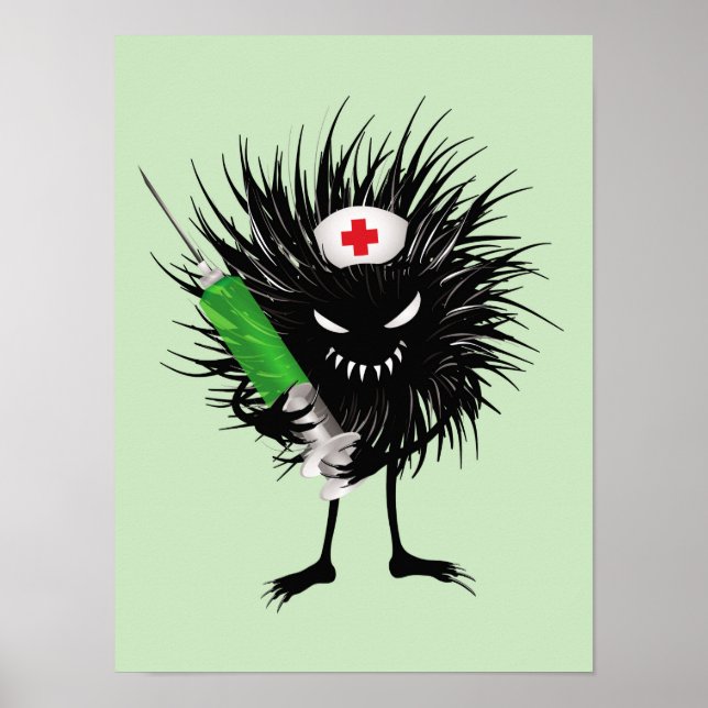 Poster Funny Malin Caractère infirmière seringue gothique (Devant)