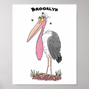 Poster Funny marabou stork cartoon