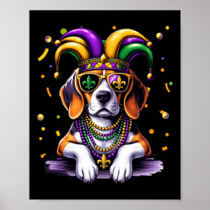 Poster Funny Mardi Gras Perle Beagle Festival des Chiens 