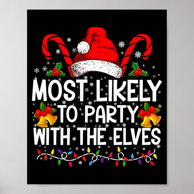 Poster Funny Matching Christmas Most Likely To Party  (Devant)