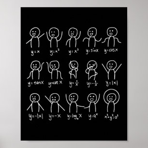 Poster Funny Math Danses Happy Face Sketch Algebra Humour