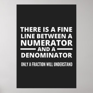 Poster Funny Math FINE LIGNE NUMÉRATEUR DENOMINATEUR