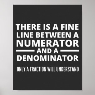 Poster Funny Math FINE LIGNE NUMÉRATEUR DENOMINATEUR