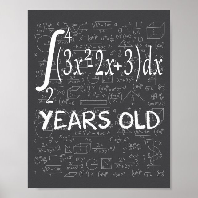 Poster Funny Math Geek 50 Years Old 50th Birthday Integra (Devant)