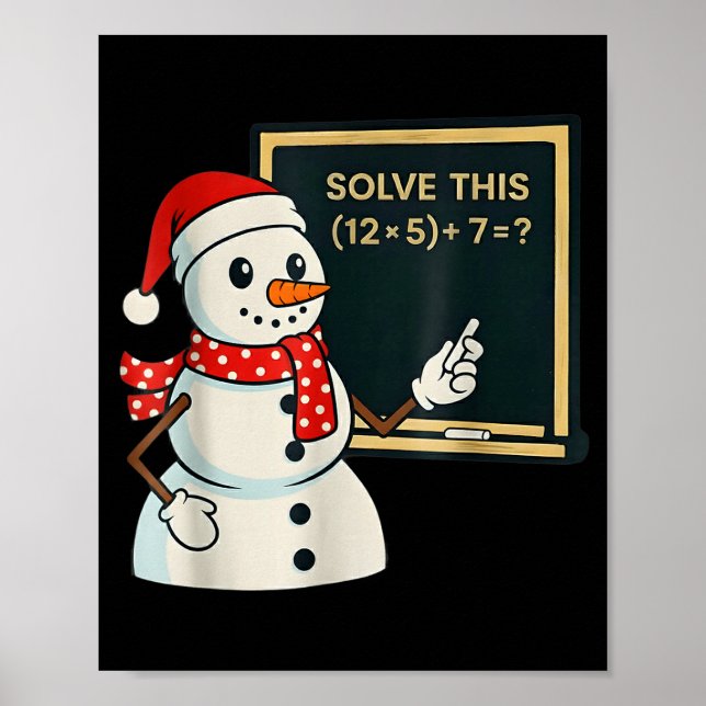 Poster Funny Math Teacher Snowman Christmas Puzzle Winter (Devant)
