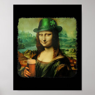 Poster Funny Mona Lisa St. Patricks Shamrock de la journé