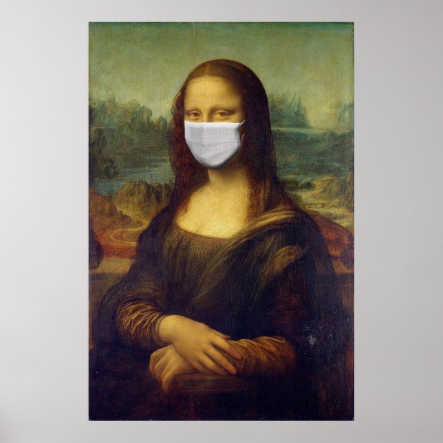 Poster Funny Monalisa Porte Coronavirus Masque facial (Devant)