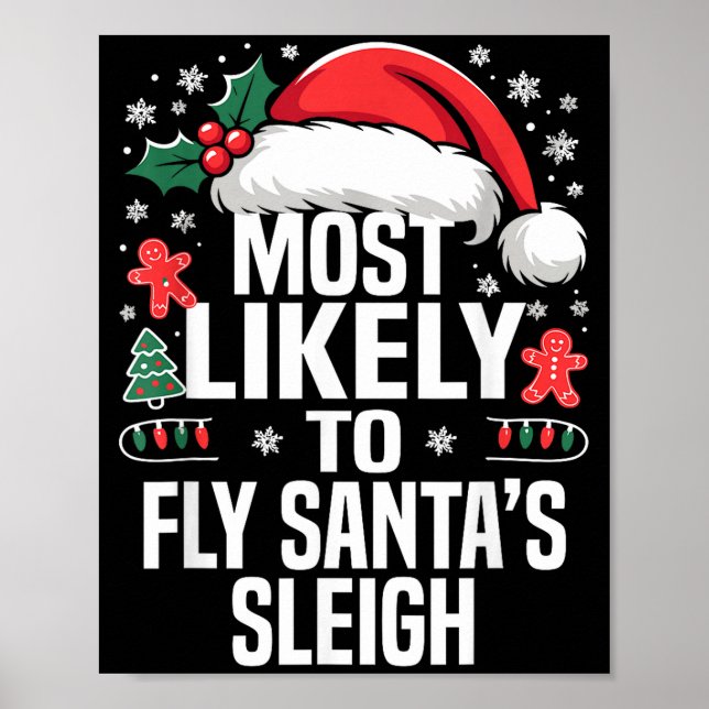 Poster Funny Most Likely To Christmas Family Pajama Match (Devant)