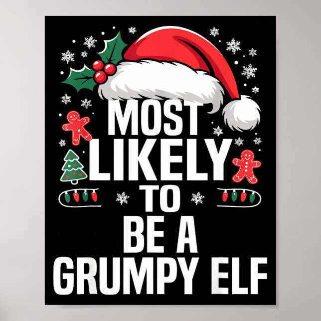 Poster Funny Most Likely To Christmas Family Pajama Match (Devant)
